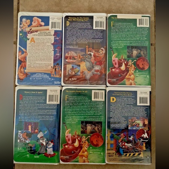 Walt Disney Masterpiece Collection VHS Lot of 6 Movies MINT Condition Classics - Picture 3 of 4